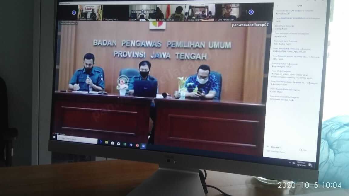 Kordiv Penyelesaian Sengketa Bawaslu Kabupaten Cilacap ikuti Daring Zoom Meeting dengan Bawaslu Provinsi Jawa Tengah