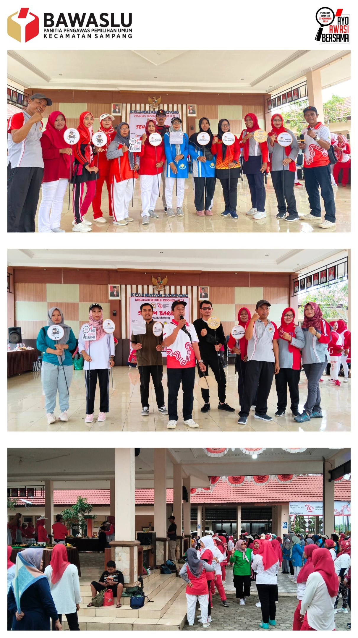 Panwaslu Kecamatan Sampang meriahkan SENAM BARENG BPD di Halaman Kantor Kecamatan Sampang