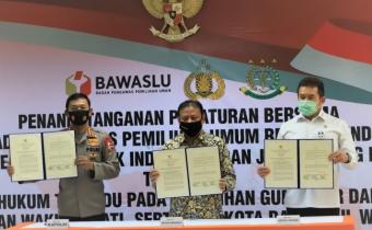 Bawaslu, Polri, Kejagung Tandatangani Peraturan Bersama Sentra Gakkumdu Pilkada 2020